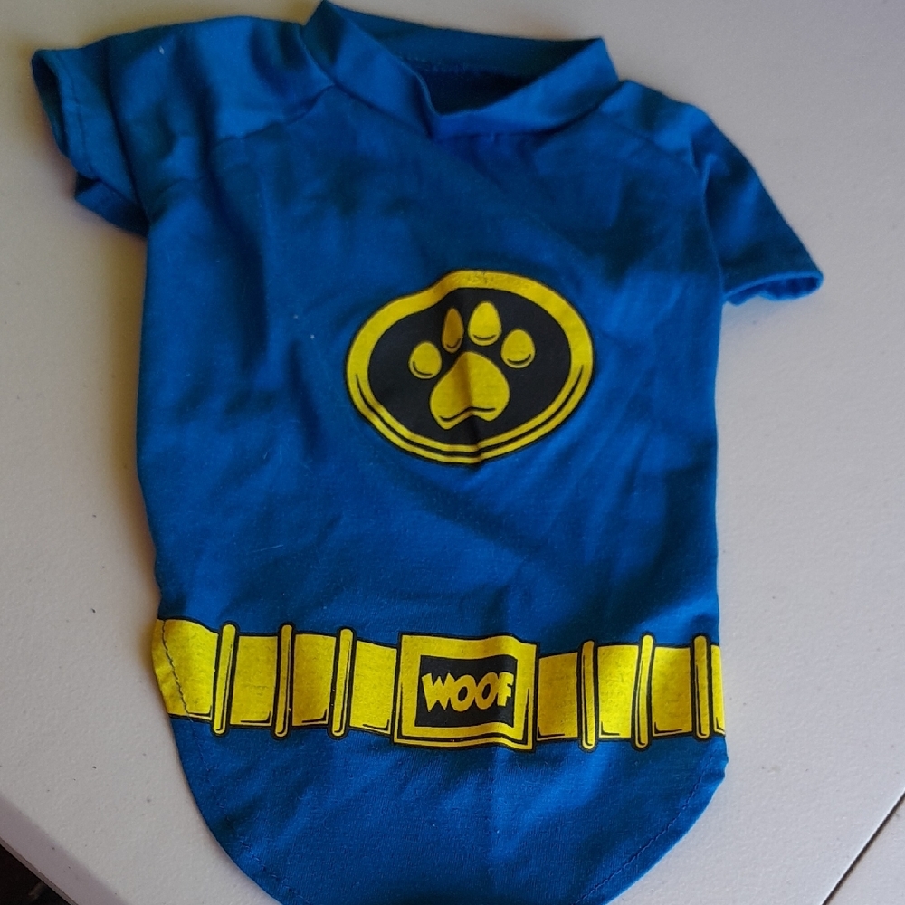 Blue and Yellow Dog Shirt with Paw Print